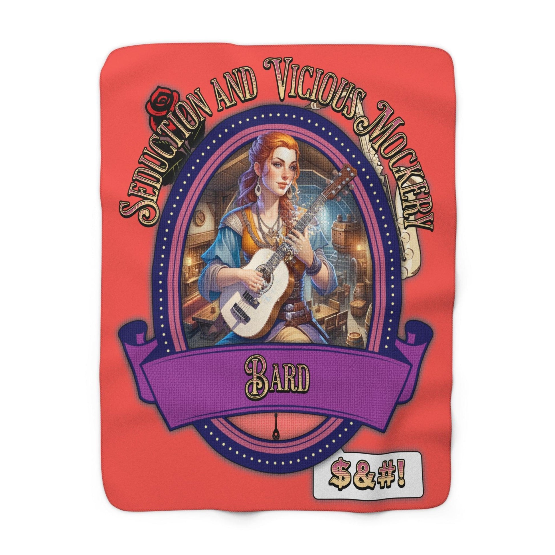 EYNA Emporium - "Seduction and Vicious Mockery" Sherpa Fleece Blanket - Female Bard