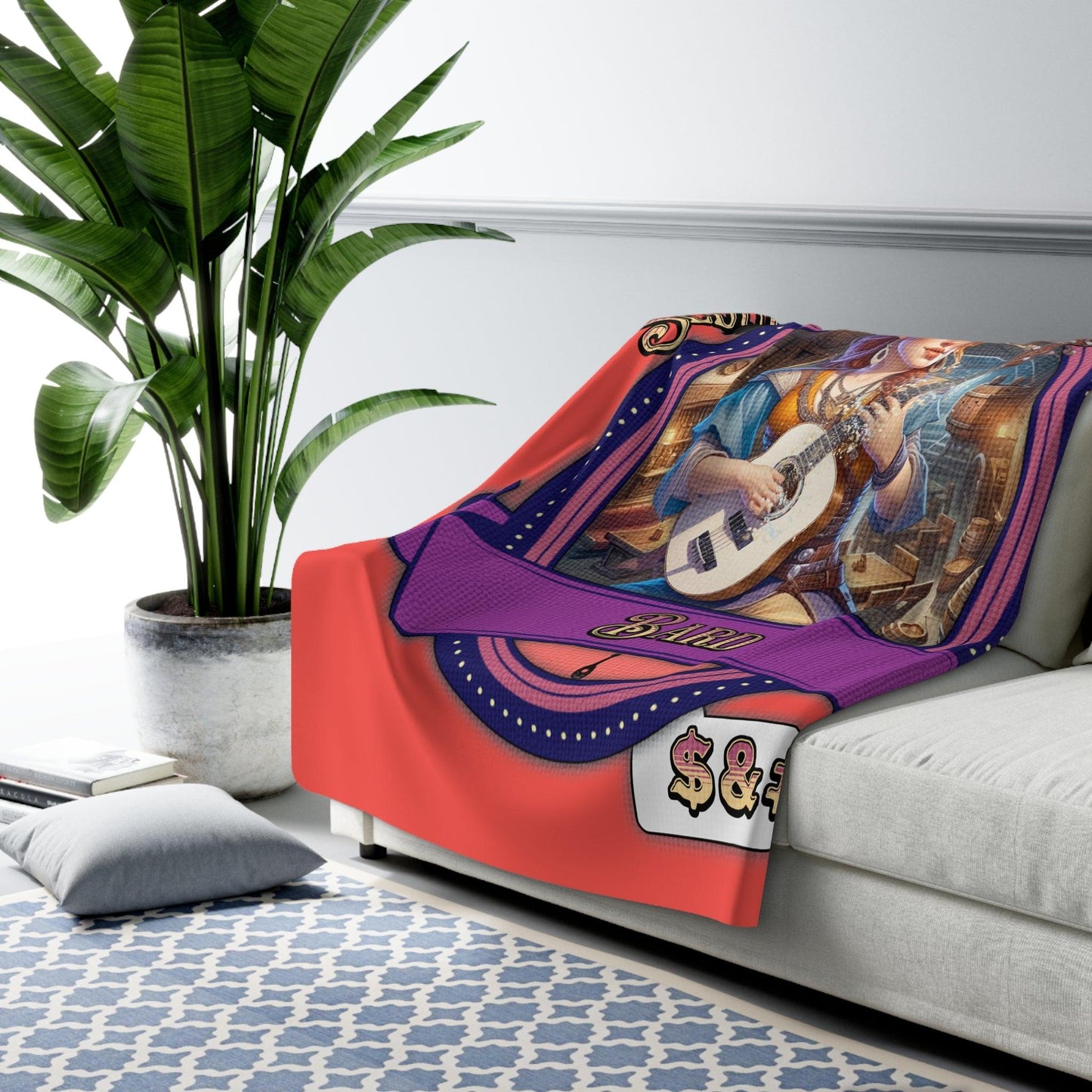 EYNA Emporium - "Seduction and Vicious Mockery" Sherpa Fleece Blanket - Female Bard