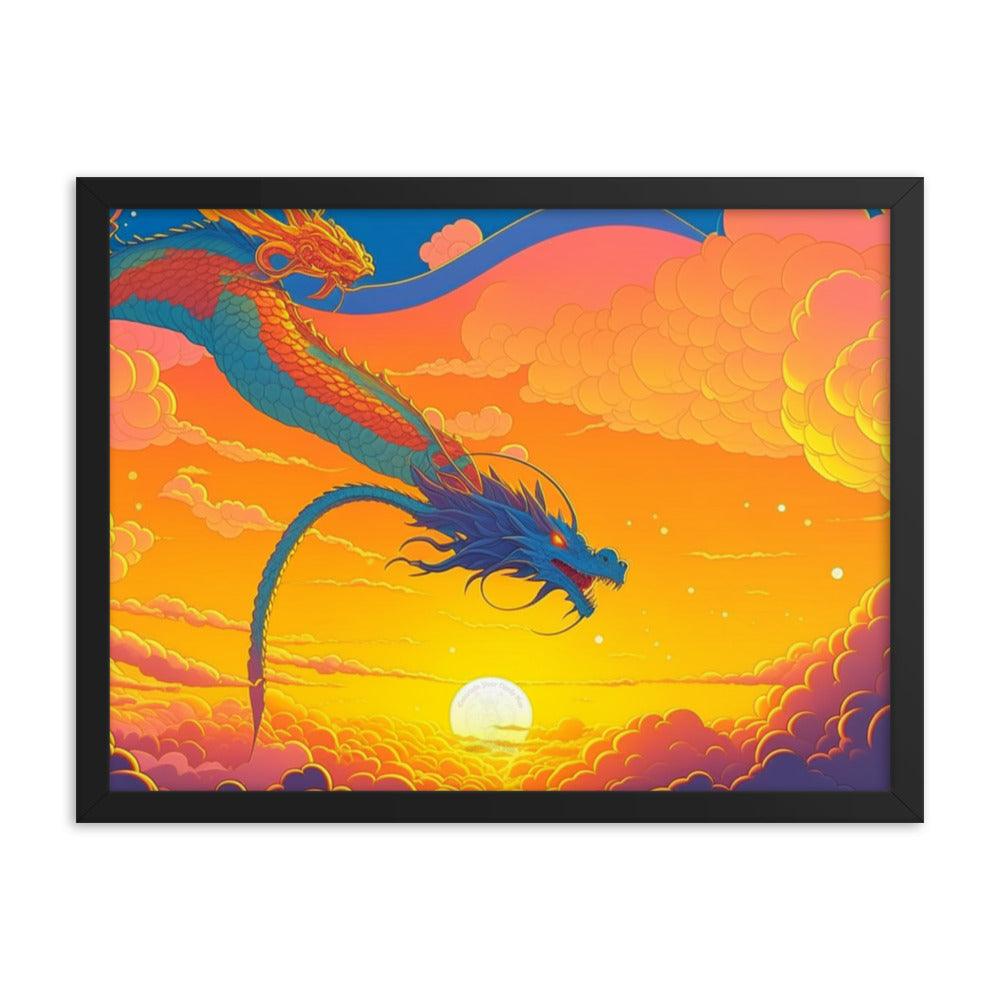 EYNA Emporium - "Sunset Dragon" Ayous Wood Framed Poster