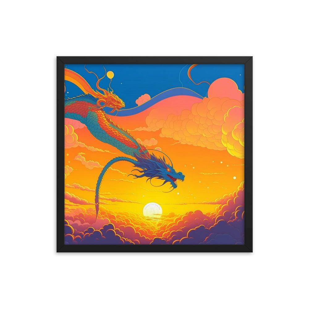 EYNA Emporium - "Sunset Dragon" Ayous Wood Framed Poster