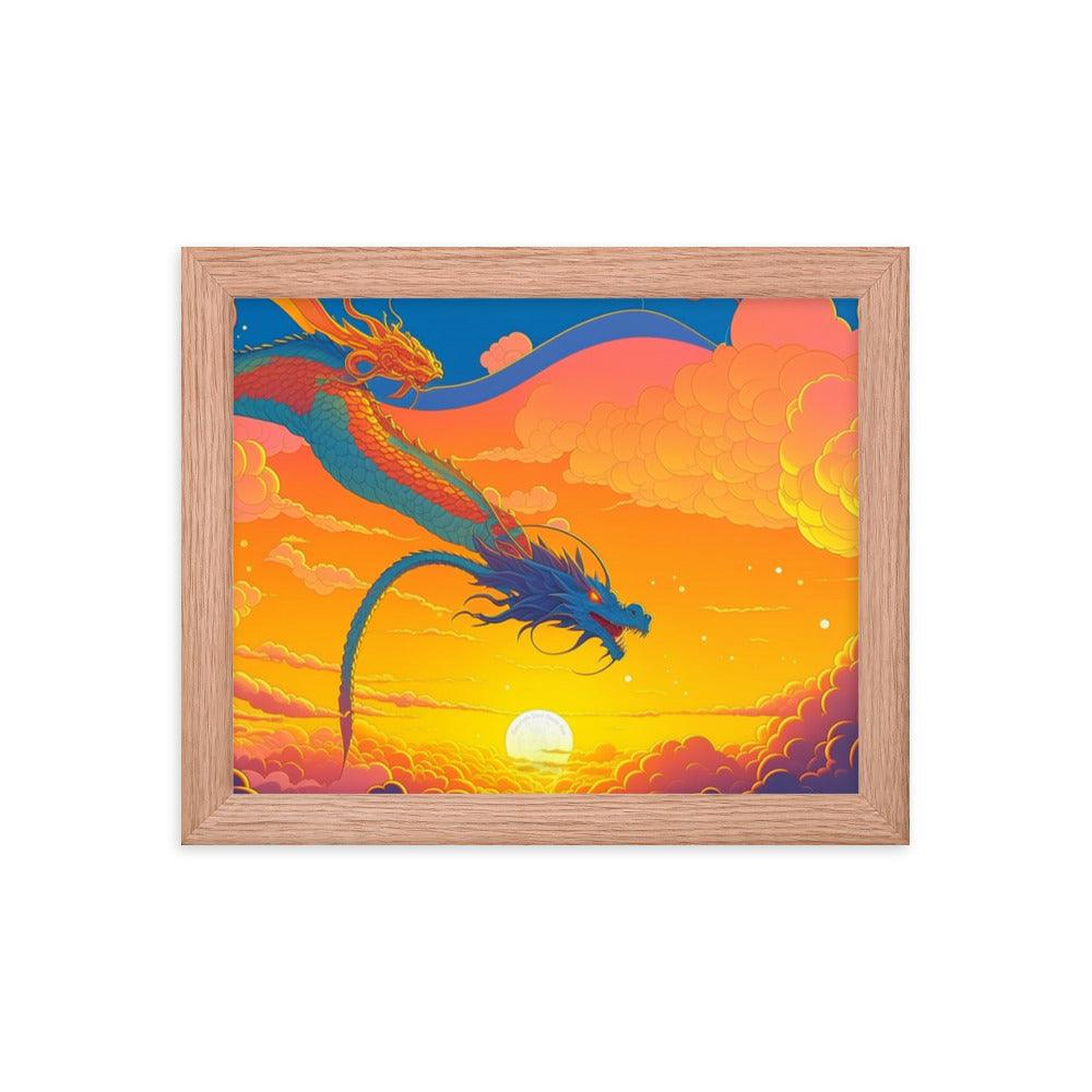 EYNA Emporium - "Sunset Dragon" Ayous Wood Framed Poster