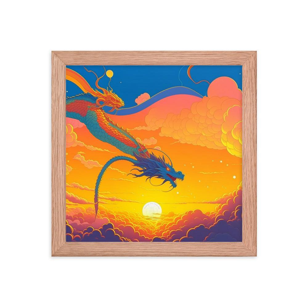 EYNA Emporium - "Sunset Dragon" Ayous Wood Framed Poster