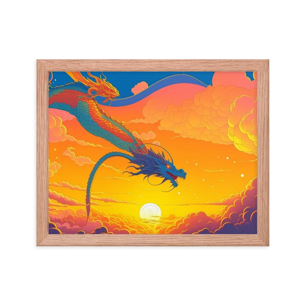 EYNA Emporium - "Sunset Dragon" Ayous Wood Framed Poster