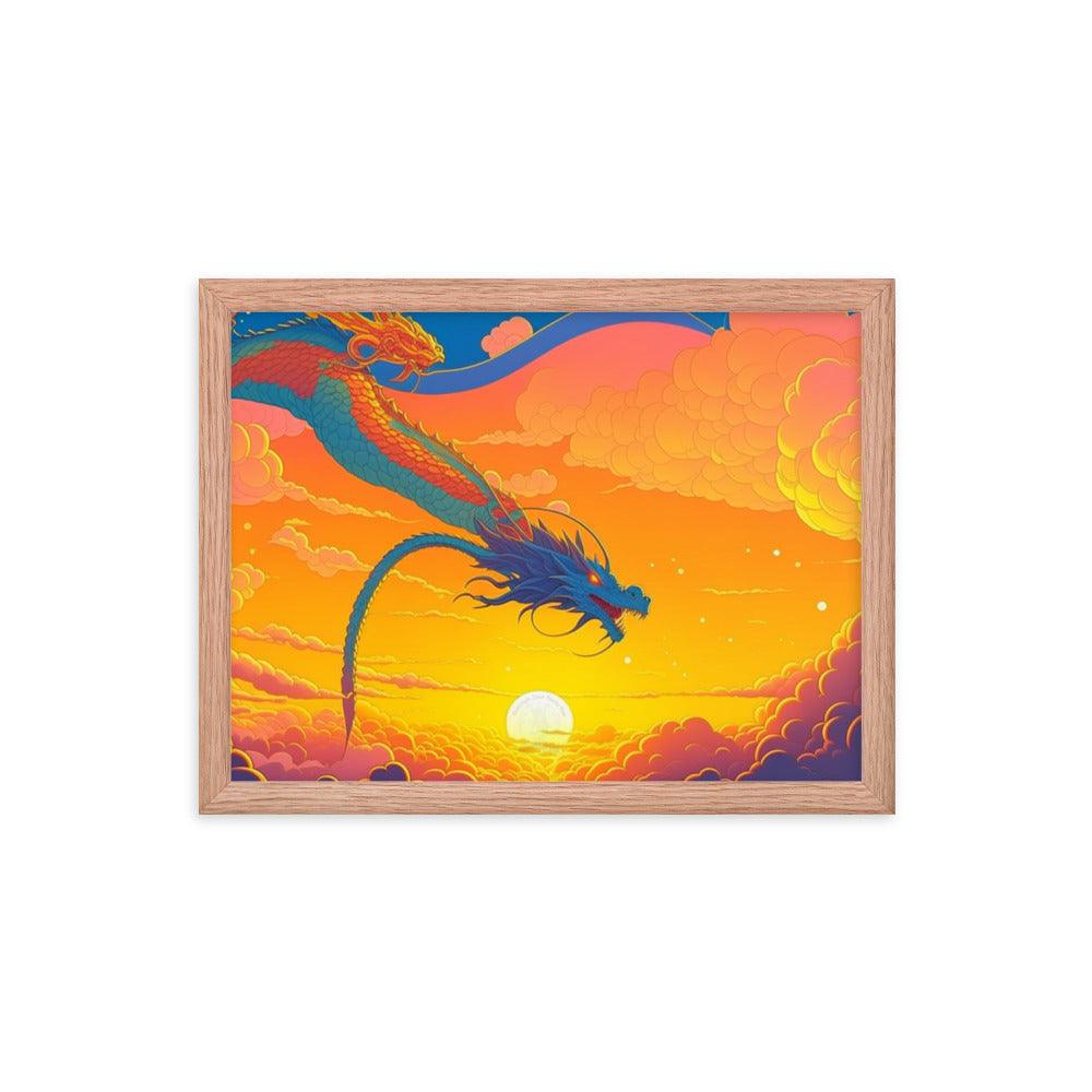 EYNA Emporium - "Sunset Dragon" Ayous Wood Framed Poster