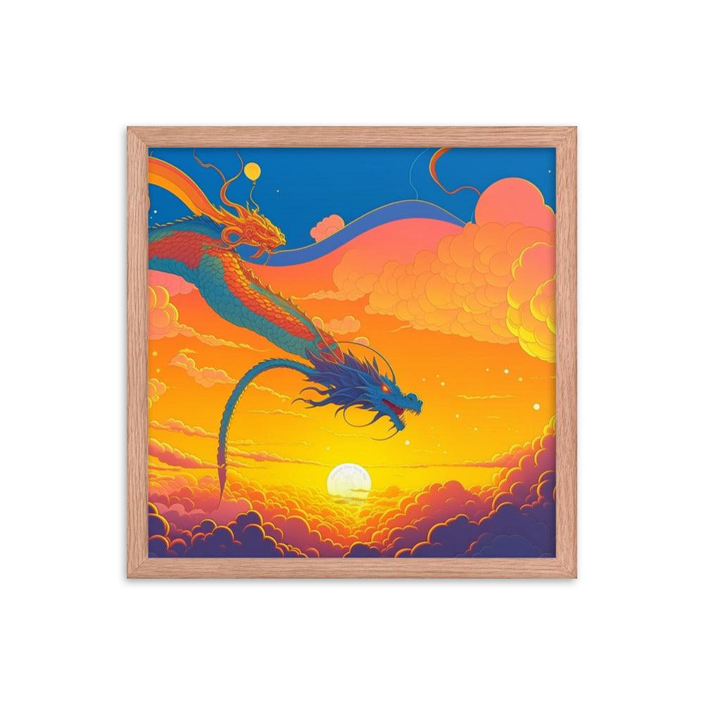 EYNA Emporium - "Sunset Dragon" Ayous Wood Framed Poster