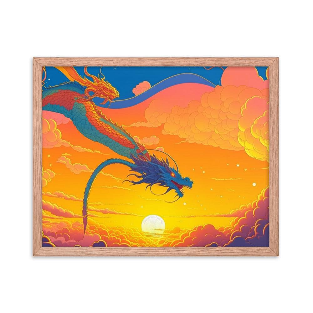 EYNA Emporium - "Sunset Dragon" Ayous Wood Framed Poster