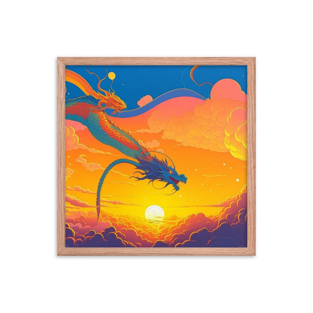 EYNA Emporium - "Sunset Dragon" Ayous Wood Framed Poster