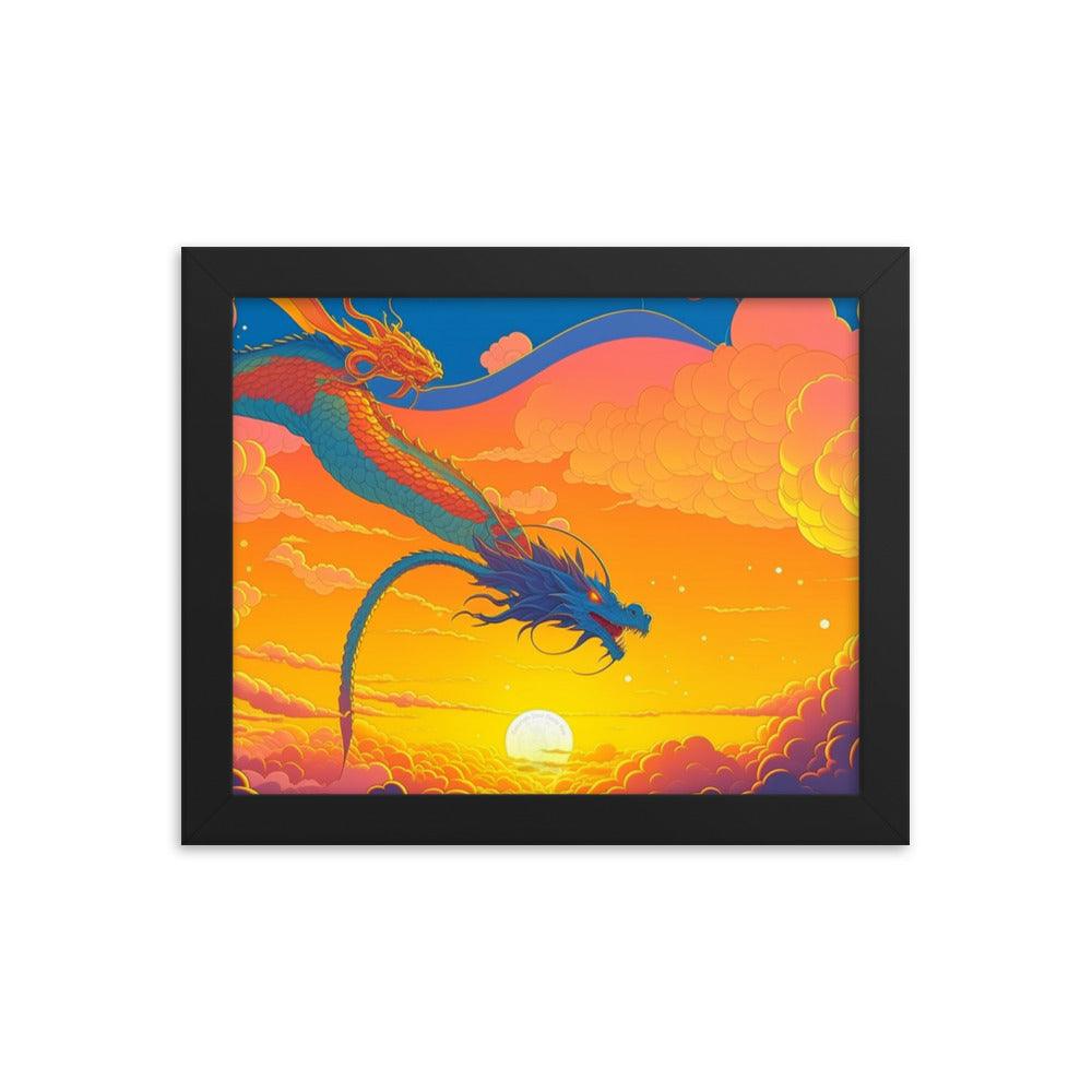 EYNA Emporium - "Sunset Dragon" Ayous Wood Framed Poster