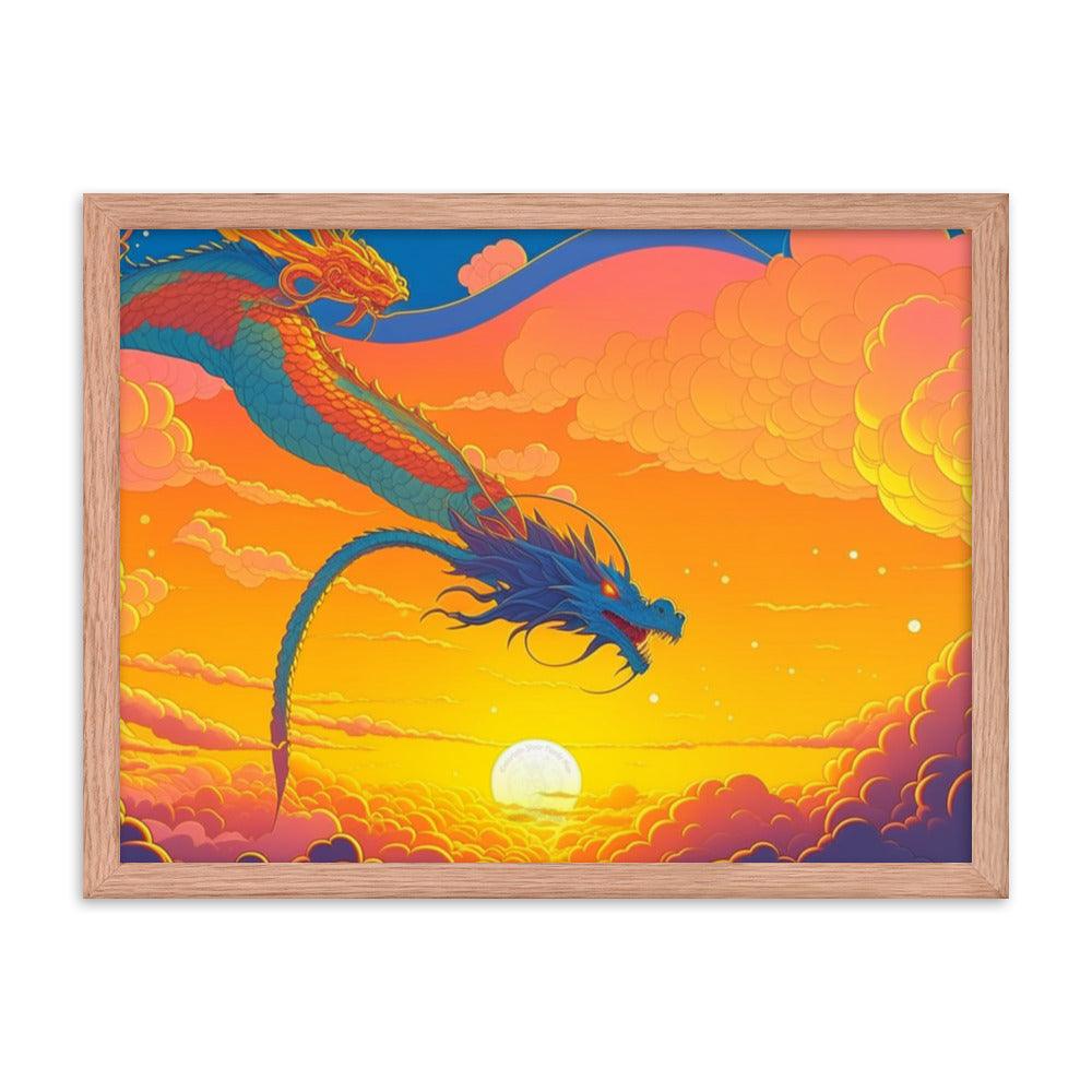 EYNA Emporium - "Sunset Dragon" Ayous Wood Framed Poster