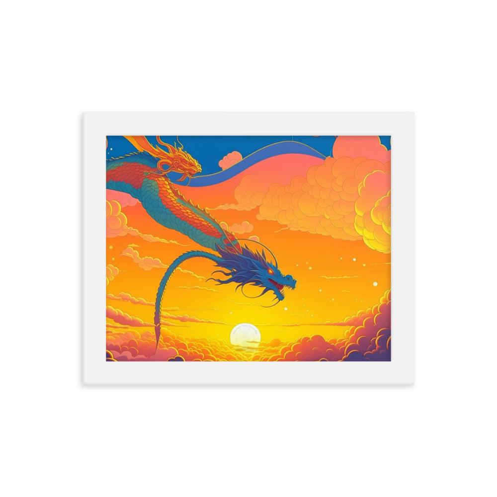 EYNA Emporium - "Sunset Dragon" Ayous Wood Framed Poster