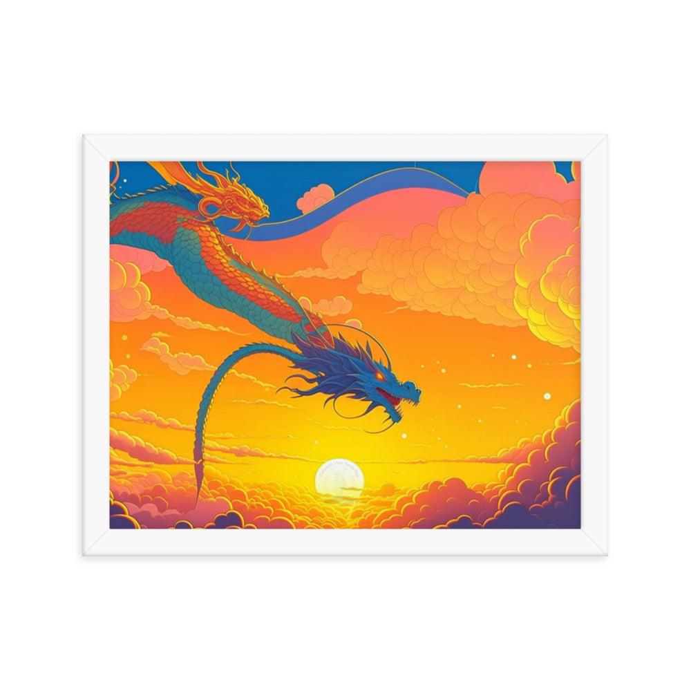 EYNA Emporium - "Sunset Dragon" Ayous Wood Framed Poster