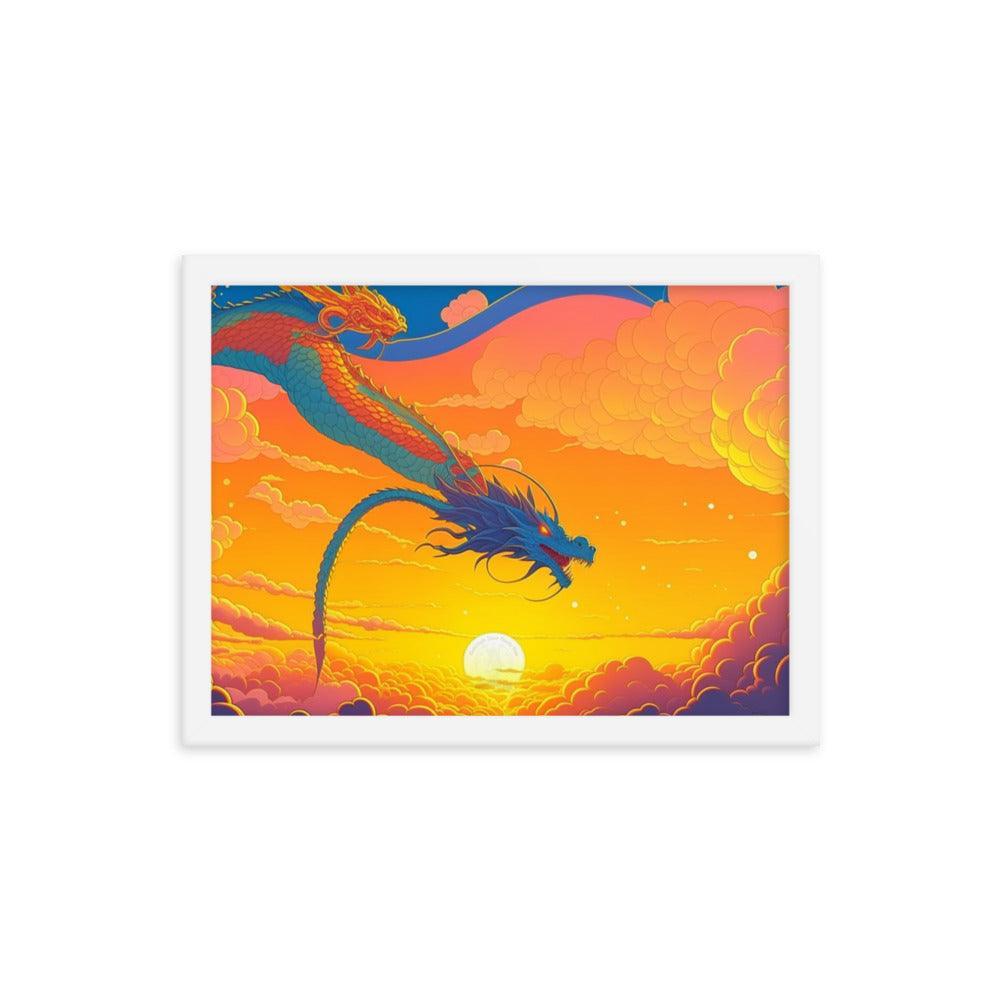 EYNA Emporium - "Sunset Dragon" Ayous Wood Framed Poster