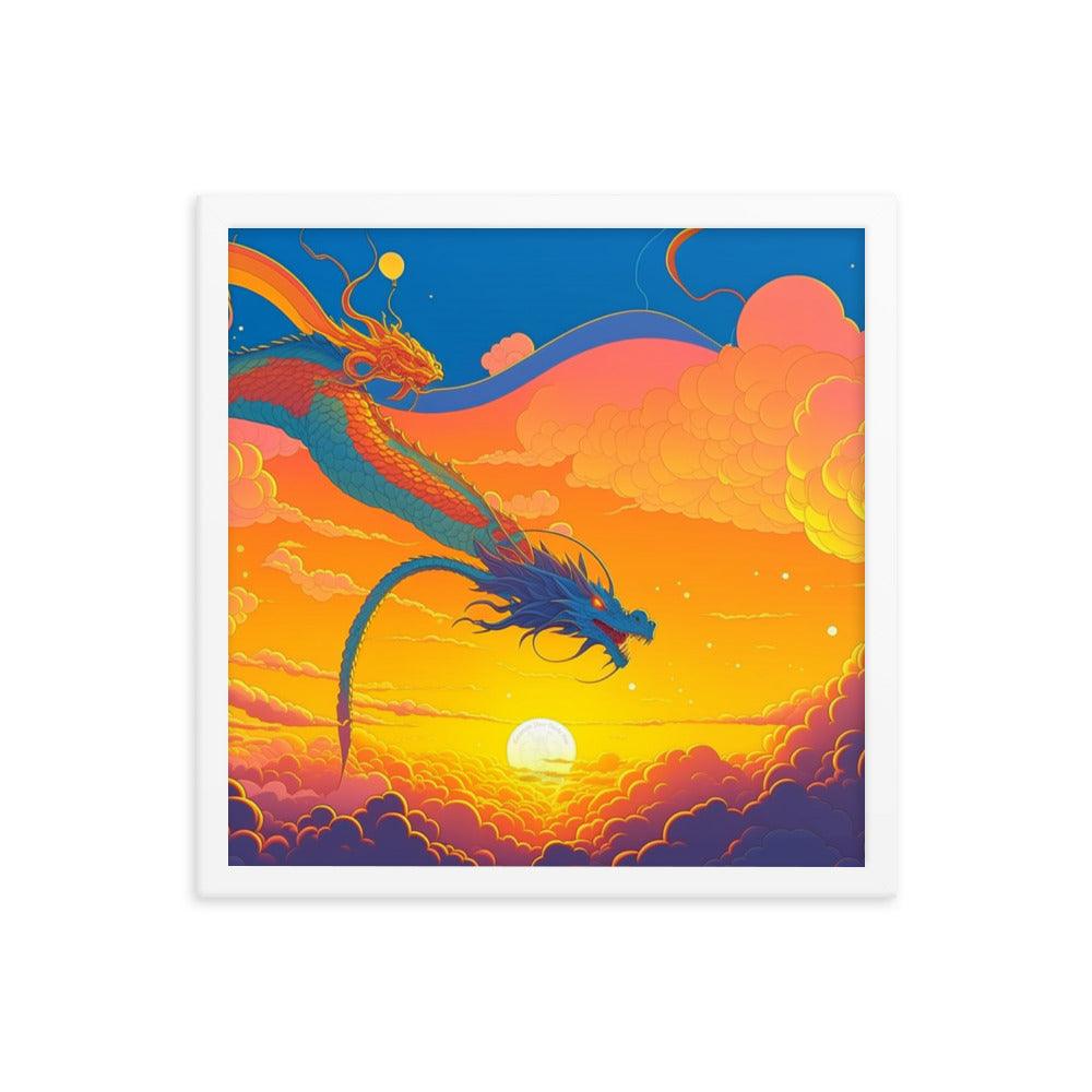 EYNA Emporium - "Sunset Dragon" Ayous Wood Framed Poster