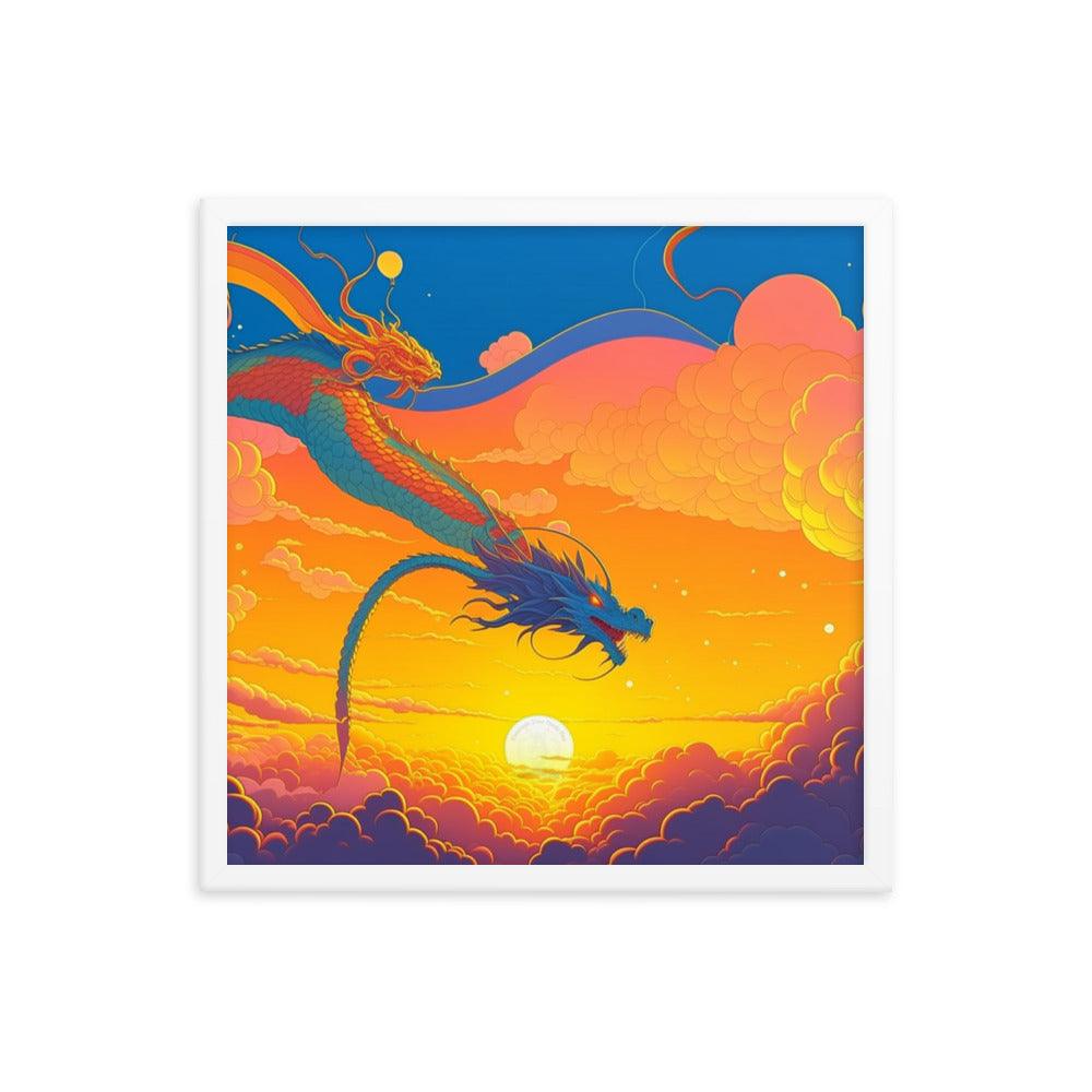 EYNA Emporium - "Sunset Dragon" Ayous Wood Framed Poster