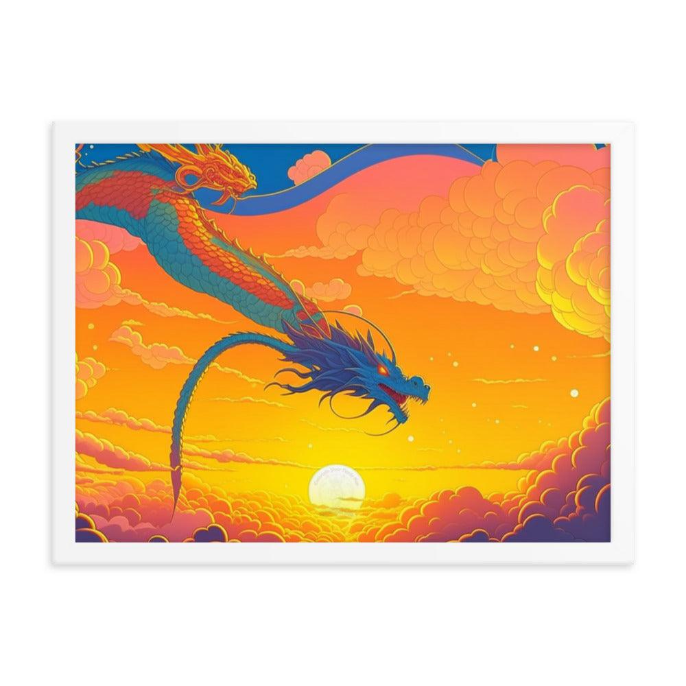 EYNA Emporium - "Sunset Dragon" Ayous Wood Framed Poster