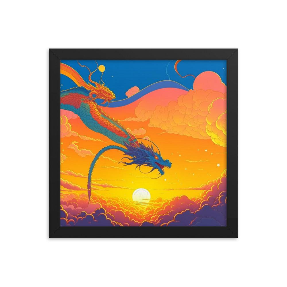 EYNA Emporium - "Sunset Dragon" Ayous Wood Framed Poster