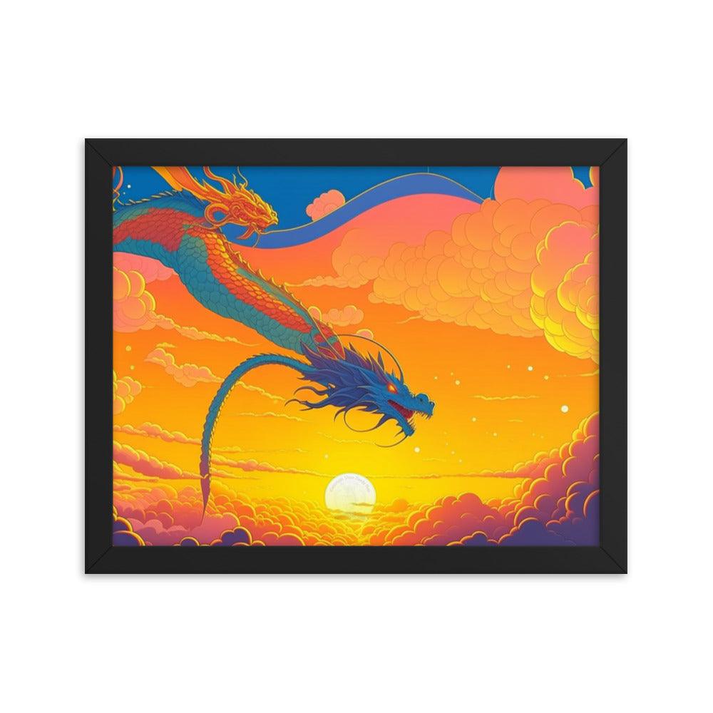 EYNA Emporium - "Sunset Dragon" Ayous Wood Framed Poster