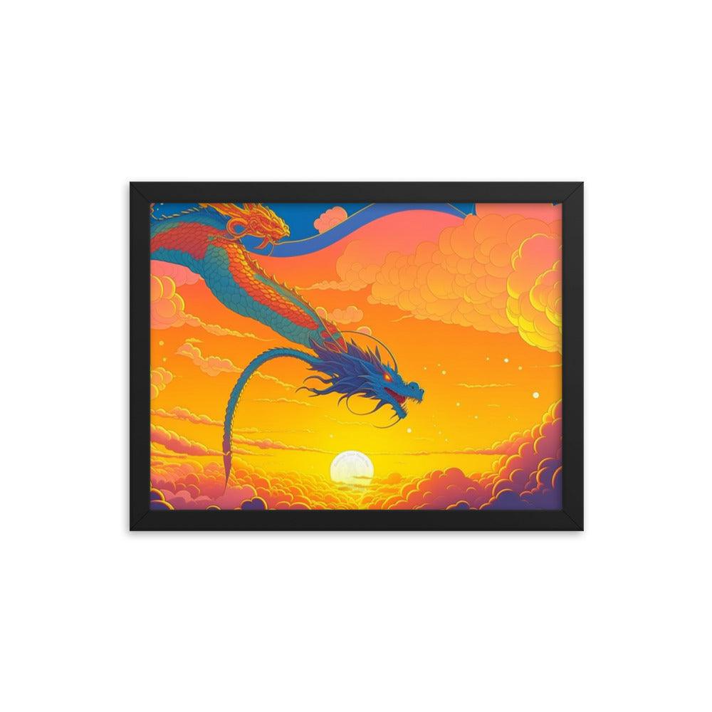 EYNA Emporium - "Sunset Dragon" Ayous Wood Framed Poster