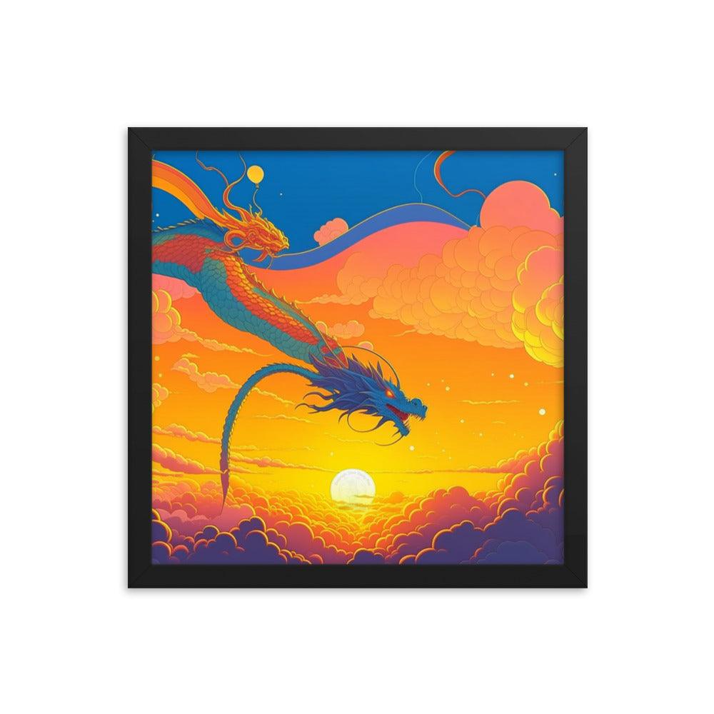 EYNA Emporium - "Sunset Dragon" Ayous Wood Framed Poster