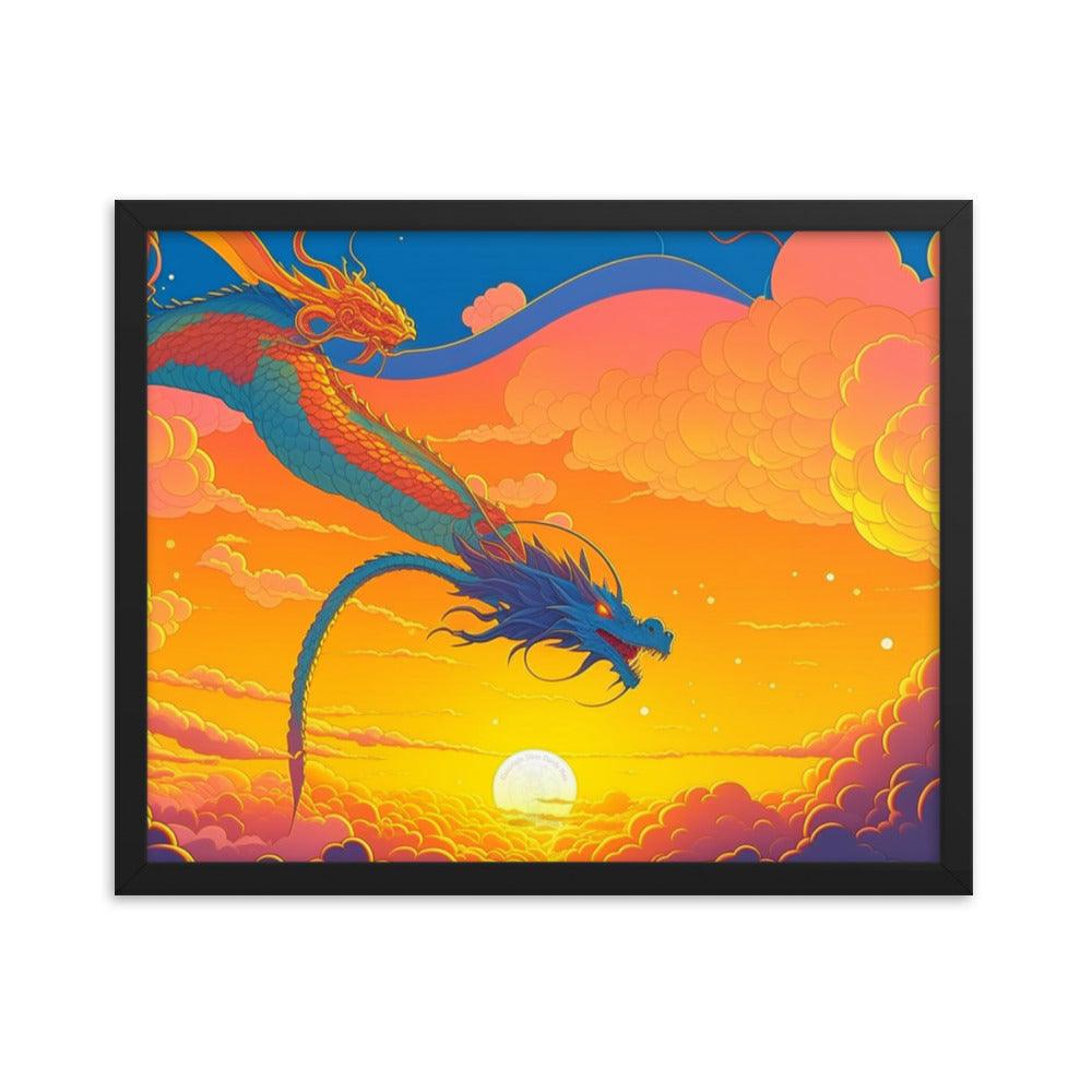 EYNA Emporium - "Sunset Dragon" Ayous Wood Framed Poster