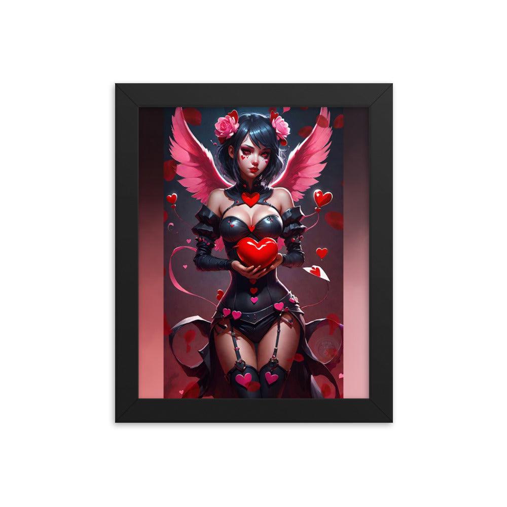 EYNA Emporium - "Valentine's Dark Angel" Ayous Wood Framed Photo Paper Poster