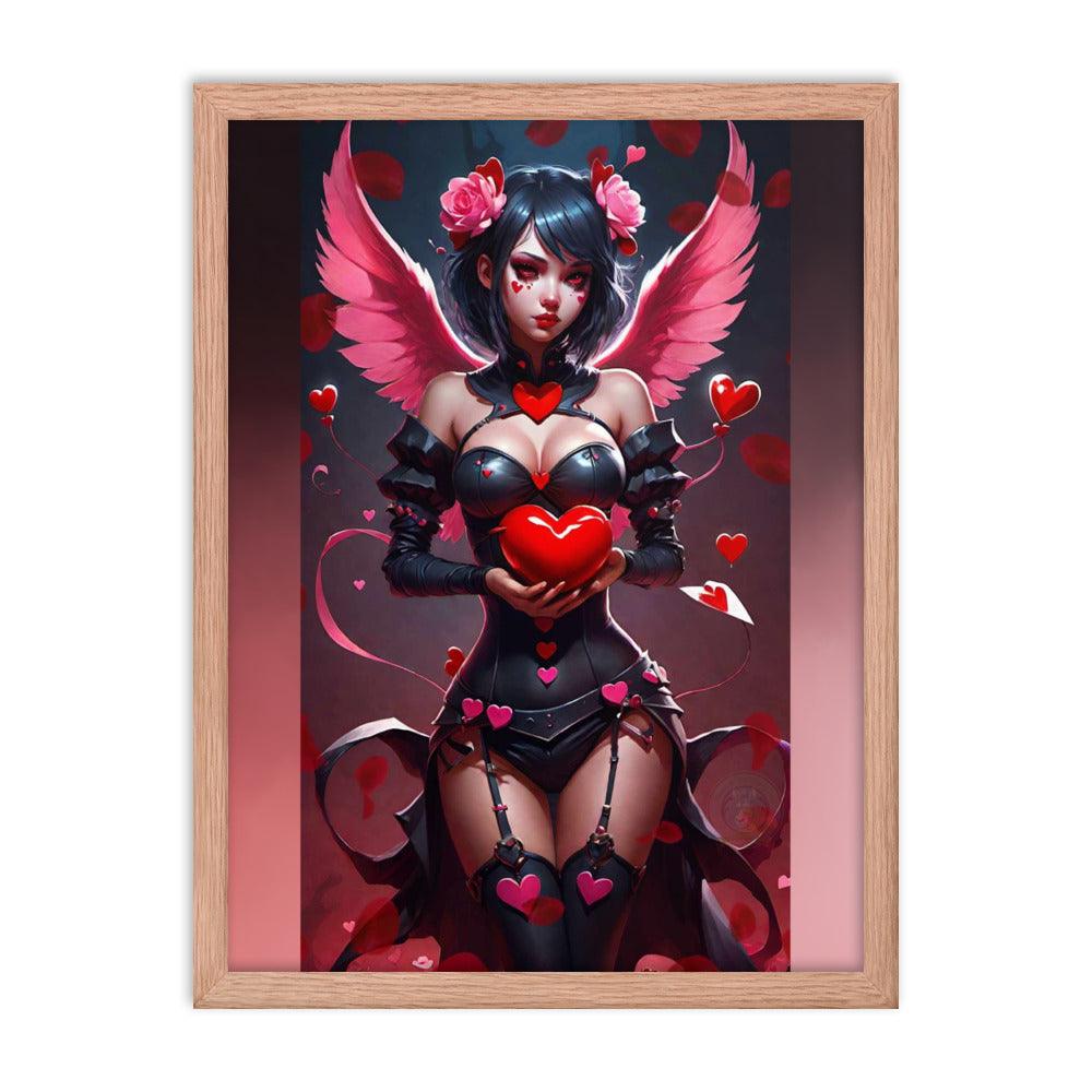 EYNA Emporium - "Valentine's Dark Angel" Ayous Wood Framed Photo Paper Poster