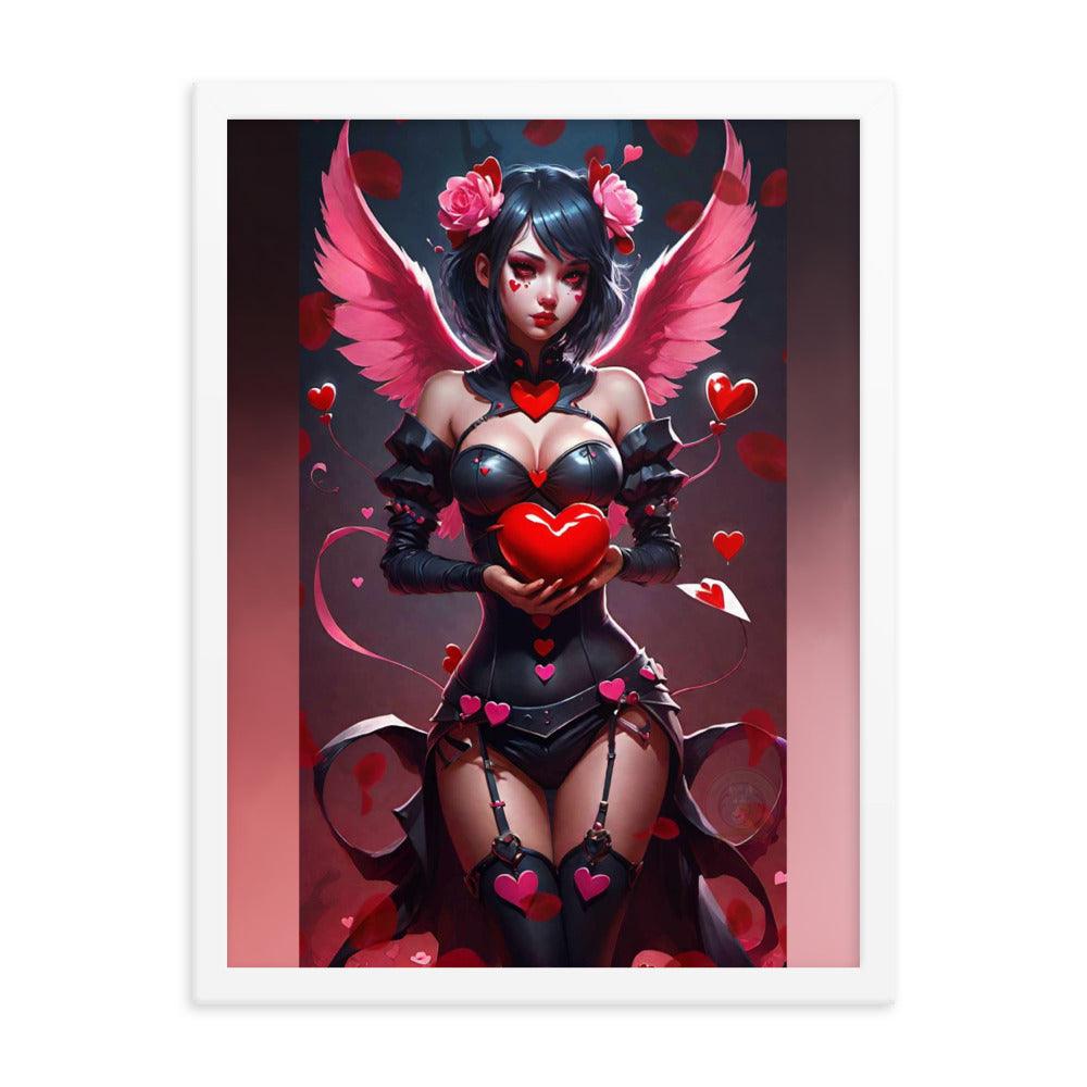 EYNA Emporium - "Valentine's Dark Angel" Ayous Wood Framed Photo Paper Poster