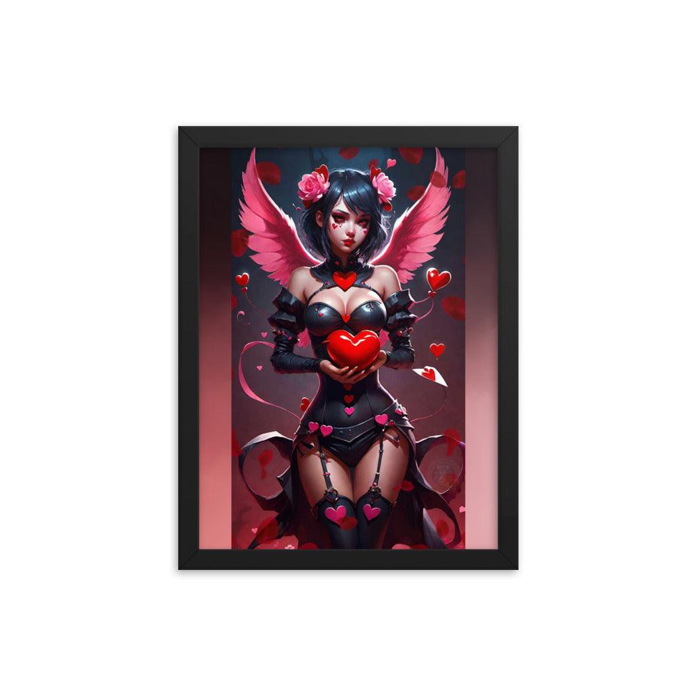 EYNA Emporium - "Valentine's Dark Angel" Ayous Wood Framed Photo Paper Poster