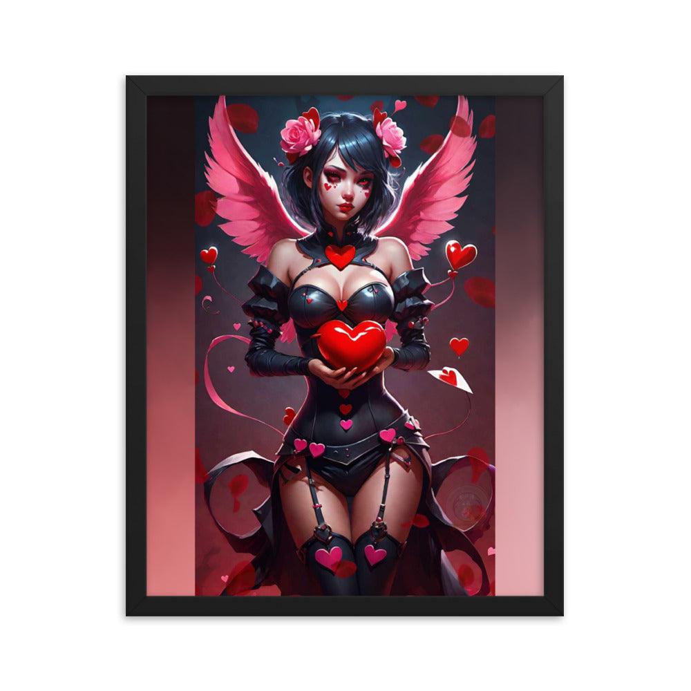 EYNA Emporium - "Valentine's Dark Angel" Ayous Wood Framed Photo Paper Poster