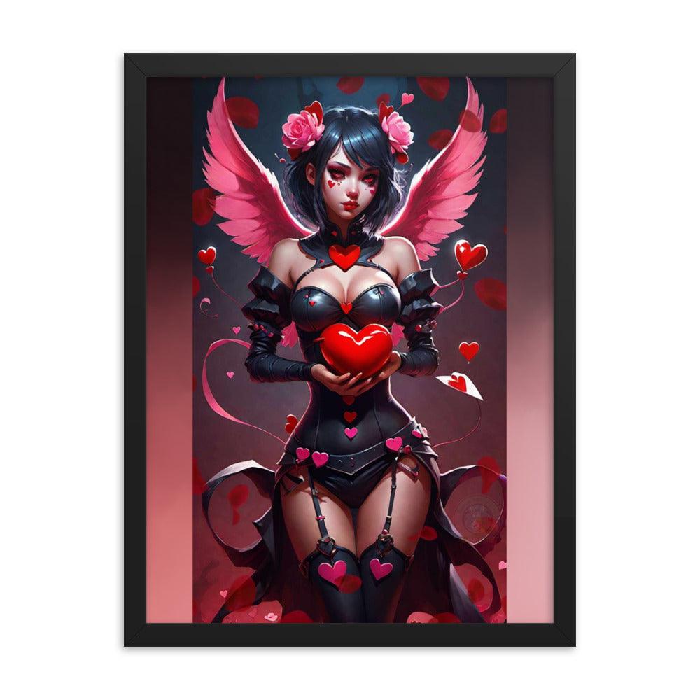 EYNA Emporium - "Valentine's Dark Angel" Ayous Wood Framed Photo Paper Poster