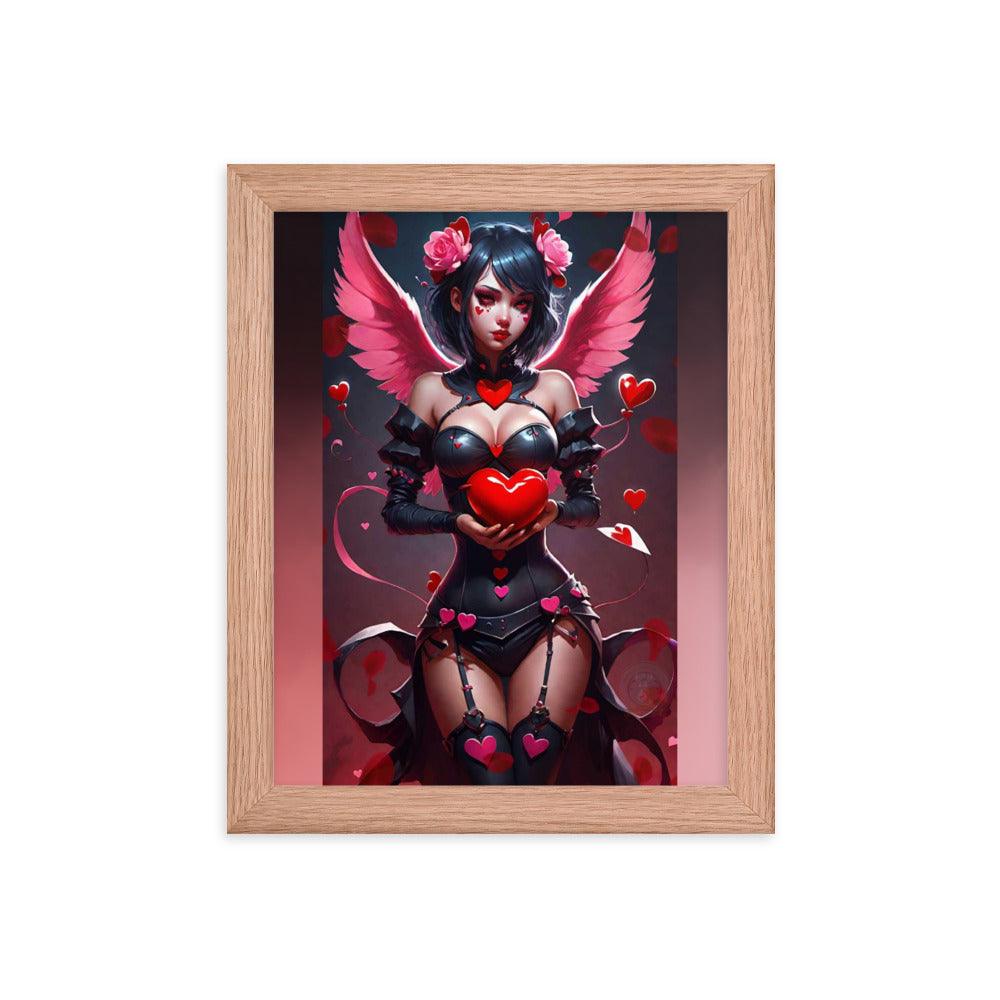 EYNA Emporium - "Valentine's Dark Angel" Ayous Wood Framed Photo Paper Poster