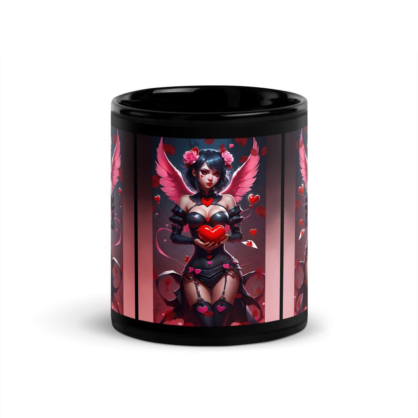 EYNA Emporium - "Valentine's Dark Angel" Black Glossy Mug