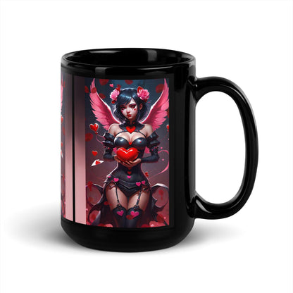 EYNA Emporium - "Valentine's Dark Angel" Black Glossy Mug