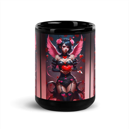 EYNA Emporium - "Valentine's Dark Angel" Black Glossy Mug