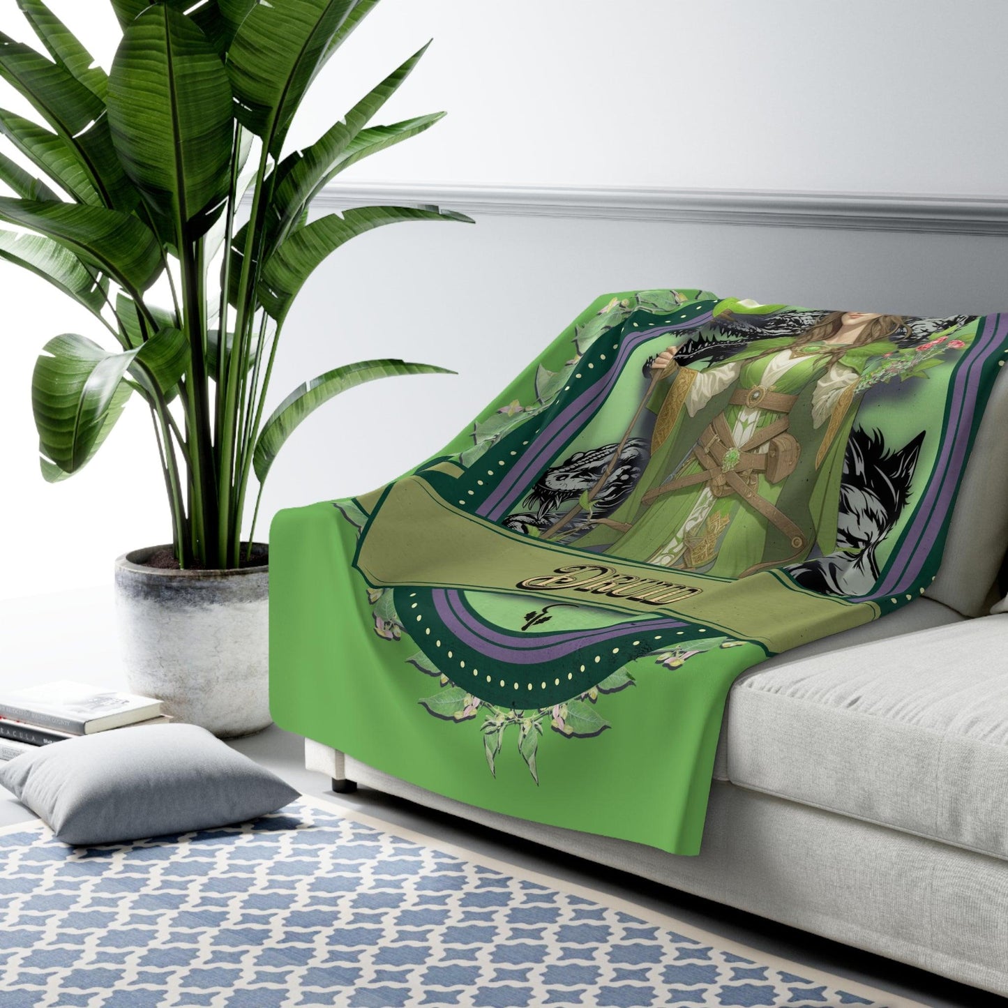 EYNA Emporium - "Wild Shaping it Up" Sherpa Fleece Blanket - Druid