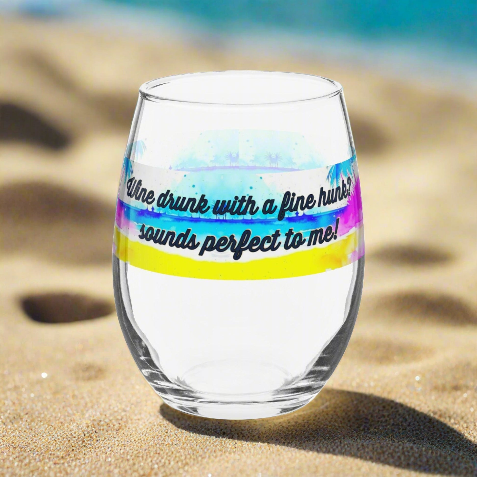 EYNA Emporium - "Wine Drunk with a Fine Hunk" Stemless Wine Glass